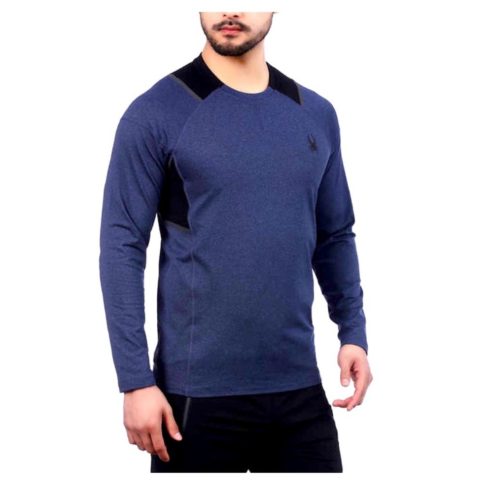 NWT Spyder Active Men Long Sleeve T-Shirt with Spyder Logo Blue M